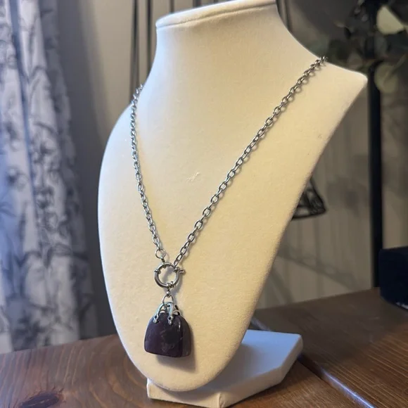 Carabiner Amethyst Crystal Necklace - Picture 2 of 4